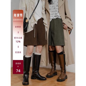 六條貓studio復古燈芯絨五分褲松緊高腰寬松直筒中褲條絨休閑短褲