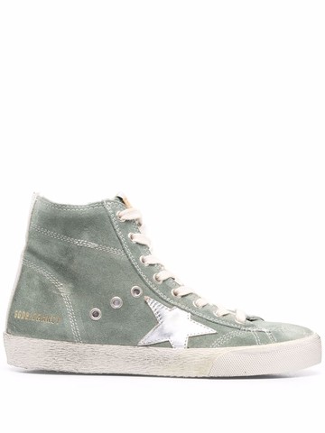 Golden Goose - Francy high-top suede sneakers - women - Calf Leather/Calf Leather/Suede/Rubber/Fabric - 36 - Green