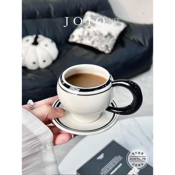 JOJO'S L. PD.coffee.北歐風復古黑色線條咖啡杯碟復古風 | 虛妄