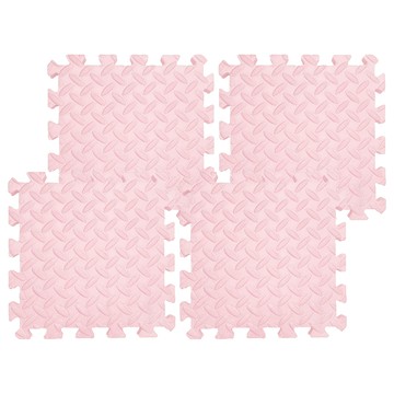 MOMOTARO 桃太郎地墊 極厚超Q樹葉紋巧拼地墊防撞瑜珈墊 附雙邊條  64x64x2.5cm  櫻花粉  4片