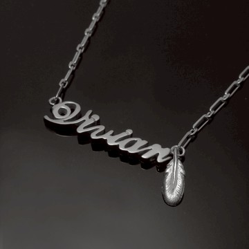 姓名系列 / 英文姓名+小羽毛吊飾 項鍊 / 925銀 / 客製化
