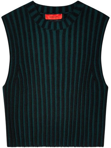 Eckhaus Latta - stripe-pattern sleeveless top - women - Merino - M - Green