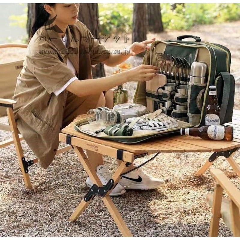 便利多人食器セット 37セット キャンプ ピクニック 一式食器バッグ 携帯用多機能 保温バッグ