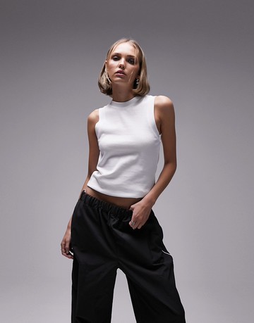 Topshop Petite vest tank in white