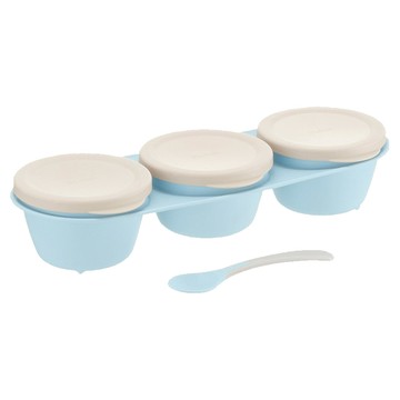 Richell 利其爾 TLI 三連式不鏽鋼杯碗 Set  嬰童專用湯匙  雙層可拆式  不鏽鋼材質  藍色  三連式不鏽鋼杯碗 附匙蓋  1組
