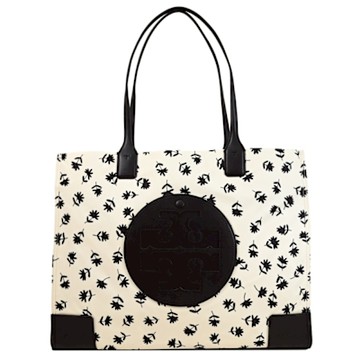 TORY BURCH 碎花圖樣尼龍大容量托特包(黑/白)