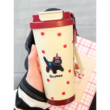 保溫杯女生2025新款高顏值316不銹鋼雙飲水杯辦公室吸管咖啡杯子