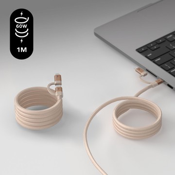 Momax Mag.link 60W 1m USB-C to USB-C & Lightning 磁吸充電線