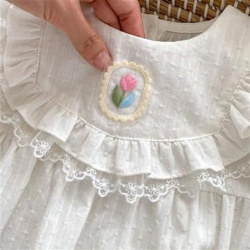 嬰兒花2024新款in衣服夏氣女寶寶s邊短袖洋裝U薄款包屁衣三角哈衣