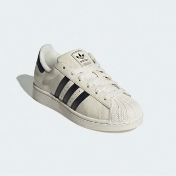 adidas 休閒鞋 Superstar II W 女鞋 米白 黑 裂紋 亮皮 復古 愛迪達 JS4013