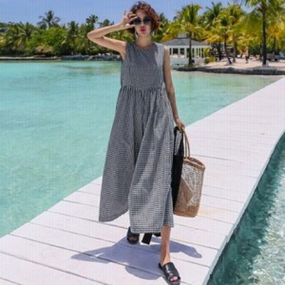 レディース ギンガムチェック ワンピース ノースリーブ ワンピ ミモザ丈 大きい 大きめ サイズ ゆったり 秋 冬 通販 Lineポイント最大get Lineショッピング