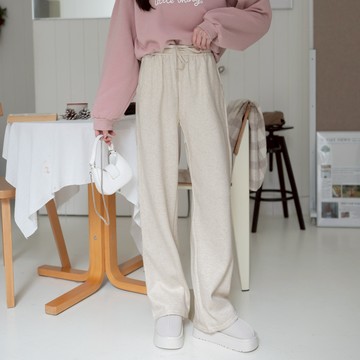 腰鬆緊抽繩側口袋混色直筒內刷絨長褲 JM0632-551【現貨】