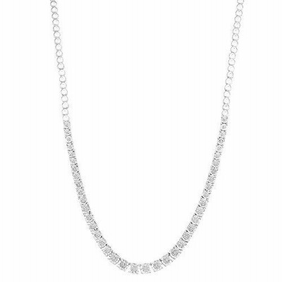 La4ve Diamonds0.33カラットダイヤモンド ベゼルセット スターリングシルバー ミラクルメッキ ラウンドカットダイヤモンド 長さ18イン 並行輸入品