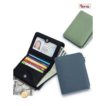 新款時尚超薄短款錢包大容量女士日式rfid錢夾百搭拉鏈零錢袋卡包