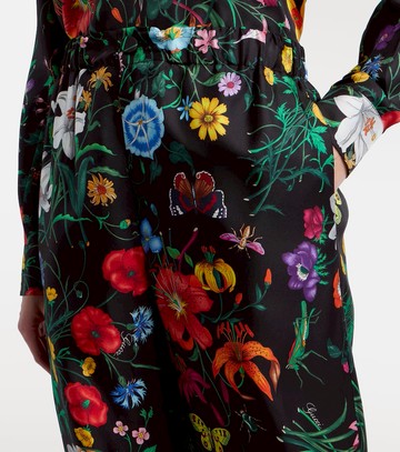 Gucci Floral silk twill wide-leg pants