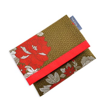 Have A Nice Day【大家閨秀】有蓋夾層袖珍面紙包-橄欖綠古紅花