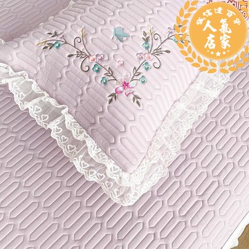 床包組 紫色乳膠涼蓆三件套冰絲空調軟席花邊床笠款床罩床裙款二