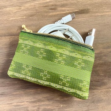 【琉球藍染】榻榻米布邊 扁平迷你收納包 零錢包 卡片夾 抹茶綠 沖繩 Chulaheri 幸運物