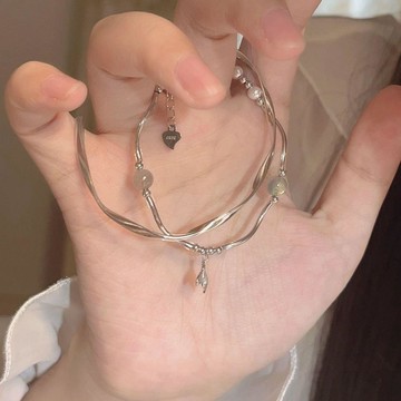 🎆限時下殺🎆叠戴绝绝子~冷淡风鱼尾手链小众气质高级感新扭曲手镯简约潮 手鏈 情侶手鏈
