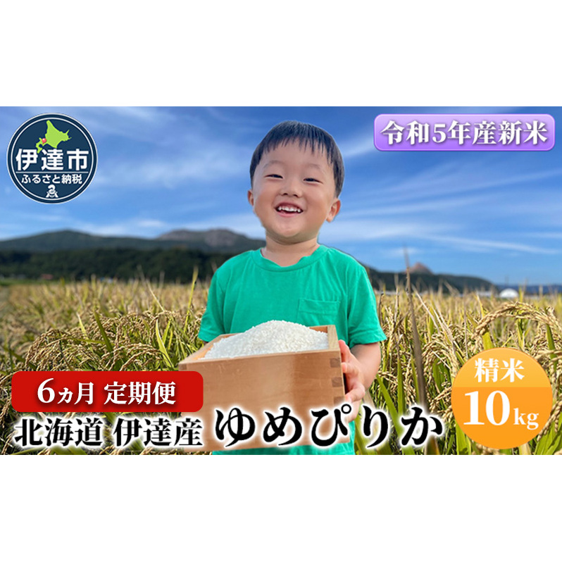 6ヵ月 定期便 北海道 伊達産 ゆめぴりか 10kg 精米