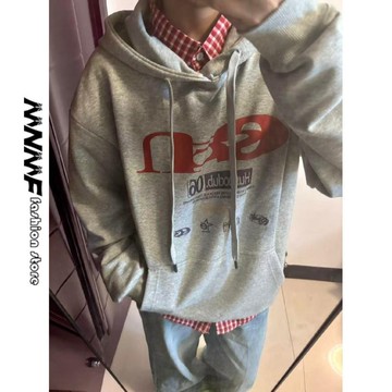 【MNMF】✨有貨✨熱銷高品質【曼巴棉300克+加絨400克】秋冬連帽寬鬆印花衛衣女 大學T 秋冬衛衣