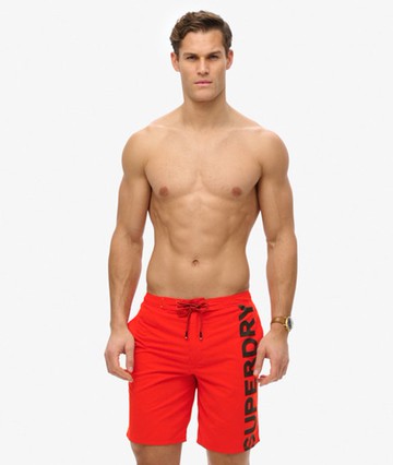 Superdry Men's Classic 19- Inch Logo Board Shorts Red Size: XL