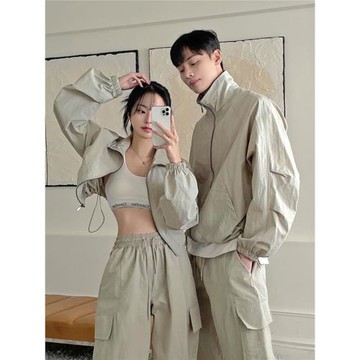 disoo情侶裝秋冬裝2025新款高級感爬山沖鋒衣套裝工裝一整套外套