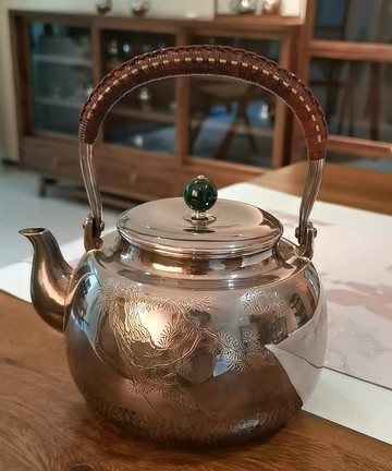 尚幀品 棗形松風銀壺純銀湯沸 純銀 9999 純手工 1200cc