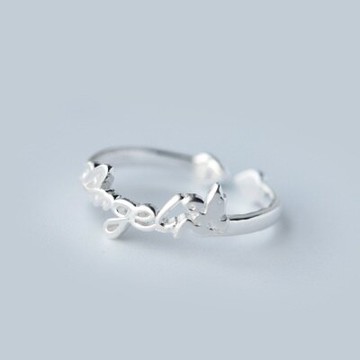 925純銀戒指開口戒-時尚唯美天使字母生日情人節禮物女飾品73dt384【獨家進口】【米蘭精品】