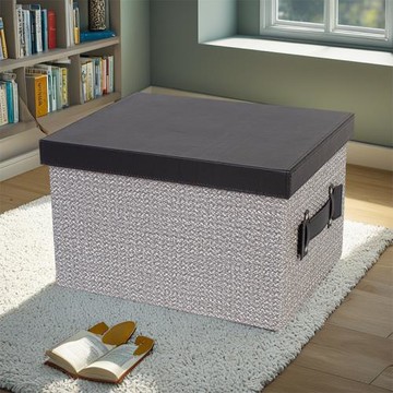 衣櫥衣帽間裝被子收納箱整理箱大中小號黑灰色皮革輕奢皮質儲物盒