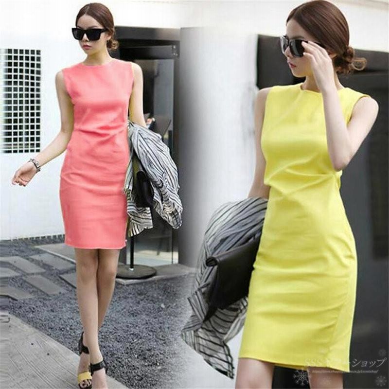 タンクトップワンピース サマーワンピース ワンピース レディース 丸首 無地ワンピース タイトスカート ノースリーブ 膝上丈ワンピース Aライン 通販 Lineポイント最大get Lineショッピング