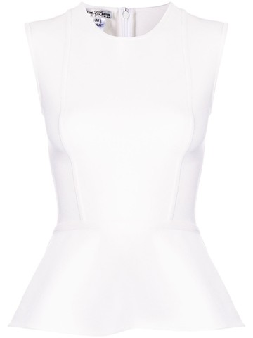 Herve L. Leroux - sleeveless peplum-hem top - women - Elastane/Viscose - 44 - White