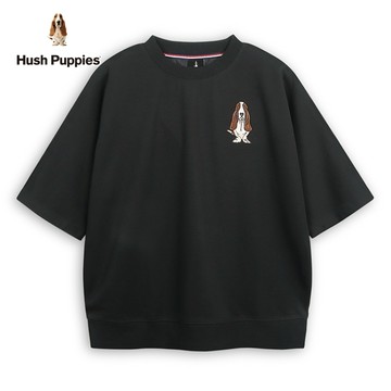 Hush Puppies 上衣 男裝涼感造型英文刺繡狗寬版上衣