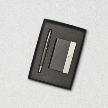 【CROSS】凱樂鍛黑原子筆+磁性名片夾禮盒 客製化刻字(原廠正貨)