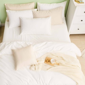 床包被套組(薄被套)-單人 / 舒柔棉三件式 / 優雅白 台灣製