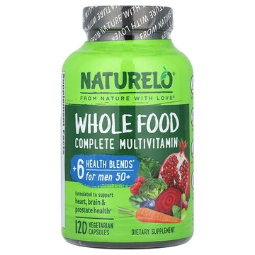 NATURELO, 50 歲以上男性全食多維生素，120 粒素食膠囊