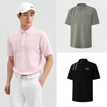 HONMA 男款短袖polo衫 2026秋冬款 日本高爾夫專業品牌(M-2XL 粉色/灰綠/黑色 HMMC707R116)