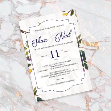 MYLoveHK 歐式水彩花風格客製化設計婚禮邀請卡印刷 結婚請柬喜帖