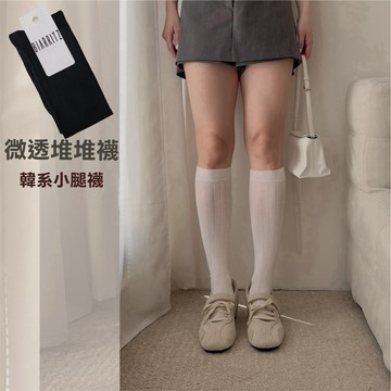 【現貨】韓系微透堆堆中筒襪 女 春夏薄款 薄小腿襪 透膚直條紋襪 韓風堆堆襪 A2