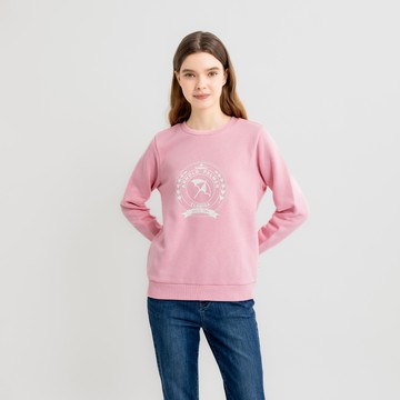 女裝-學院風大傘印花刷毛大學T-粉紅色