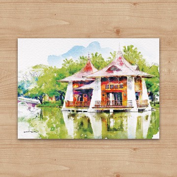 明信片 繪畫系列 – 臺中公園 湖心亭