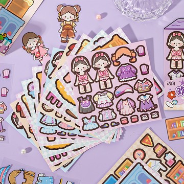 🍋檸檬青🍋 台灣現貨柒柒換衣日常系列DIY造景換裝卡通貼紙8款12張入模切無需自行剪裁手帳裝飾素材