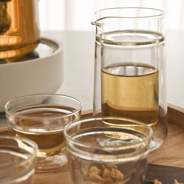 微瑕耐熱耐高溫高硼硅雙層透明玻璃小茶壺茶杯隔熱防燙公道杯水杯