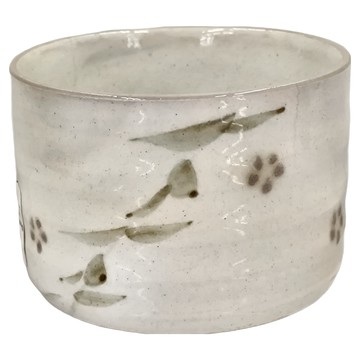 美濃燒粉引花繪深缽 日本製 日式陶瓷 湯碗沙拉碗甜點碗  1個  灰白色