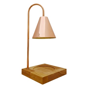 緬美原木底座融蠟燈 烤漆燈罩 附贈35W燈泡2顆  玫瑰金色