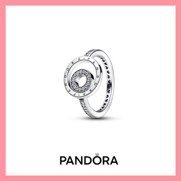 [客製化卡片]限量品【Pandora官方直營】Pandora Signature Logo 密鑲寶石圓環戒指