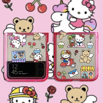 適用三星折疊屏zflip4手機殼zflip5全包zfilp3少女心貓咪w23 filp