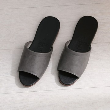 333家居鞋館 質感仿皮經典室內皮拖鞋/大氣灰/28cm