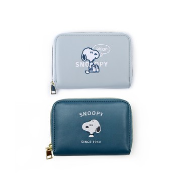 SNOOPY Peanuts史努比皮質短夾零錢包-Snoopy 多層卡夾