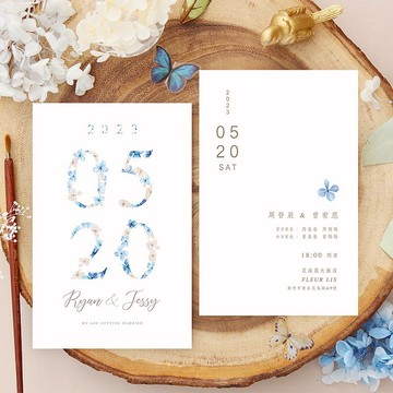 客製喜帖設計 | 蒔光 / 日期 | 婚禮邀請卡 手繪植物 婚卡 謝卡